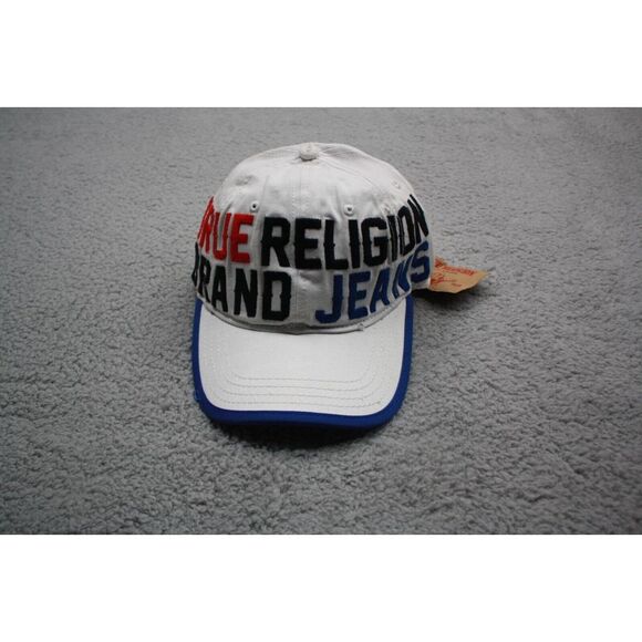 True Religion Hat Cap Strap Back White Spell Out‎ Logo Adjustable Mens - Picture 1 of 7